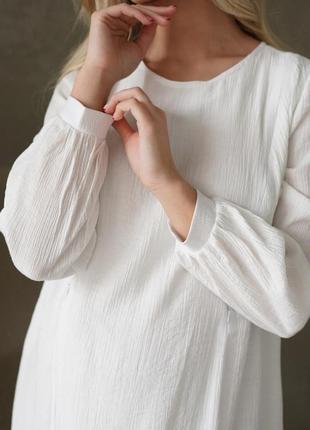 Легкое нежное платье для беременных и кормящих мам белое свободного силуэта, 4502769-б5 фото