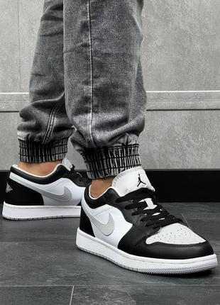 Мужские кроссовки nike air jordan 1 low black gray люкс качество