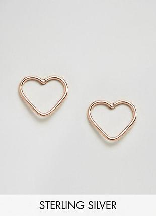 Серебряные серьги сердце, серебряные серьги-гвоздики сердце kingsley ryan от asos