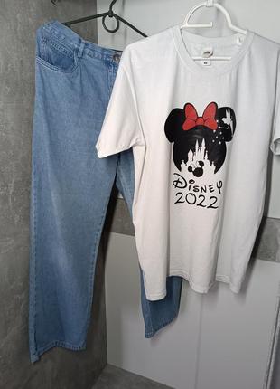 Коттоновые джинсы клеш с вышивкой, натуральные джинсы большого размера с вышивкой1 фото