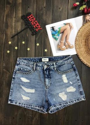 Джинсові рвані шорти  only