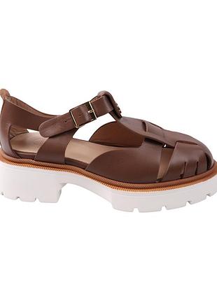 Босоножки женские aquamarin коричневые натуральная кожа, 40