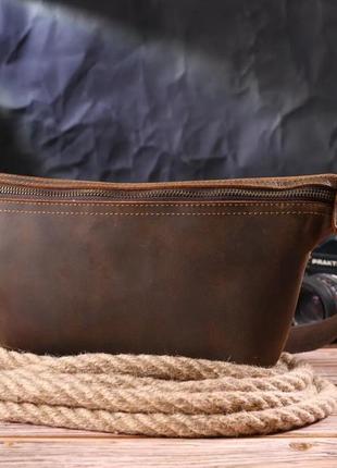 Вінтажна бананка шкіряна коричнева