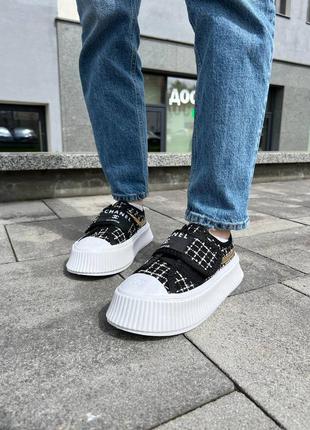 Кроссовки женские весна-лето ch@ne1 sneakers black white, жаснее кроссовки-билы