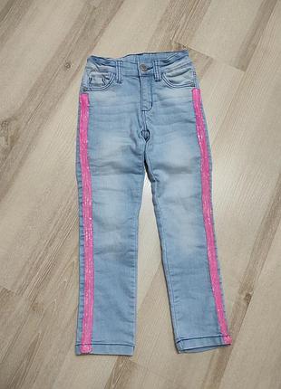 Скинни джинсы стрейч, высокие джинсы с лампасами на 4-5 лет