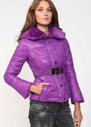 Silvian heach куртка пуховик штучний осіння тепла фіолетова яскрава розмір s