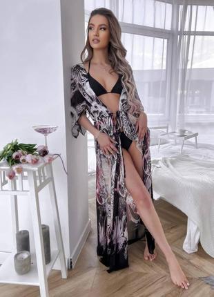 Жіноча пляжна туніка парео шифонова червона зелена жовта синя оранжева біла зебра літня