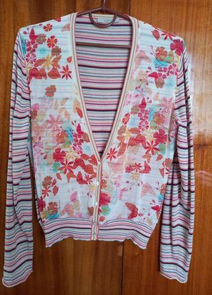 Кофточка, кардиган из коттона и шелка бренда wrop