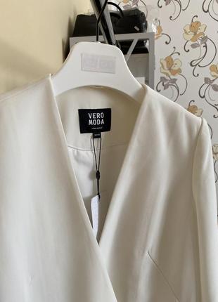 Блейзер пиджак жакет удлиненный базовый белый пиджак vero moda2 фото