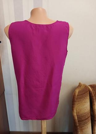 Шовкова блуза майка топ шелковая фуксия м с блузка