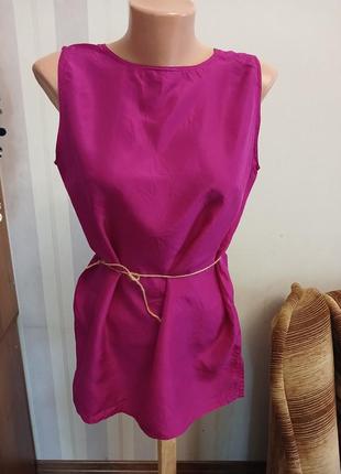 Шовкова блуза майка топ шелковая фуксия м с блузка
