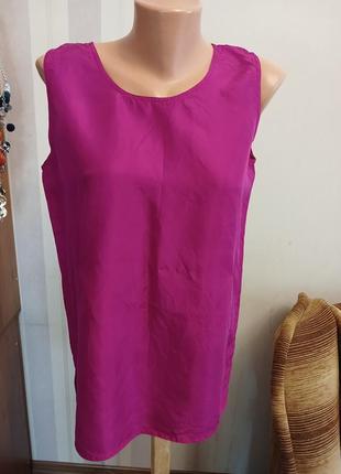 Шовкова блуза майка топ шелковая фуксия м с блузка