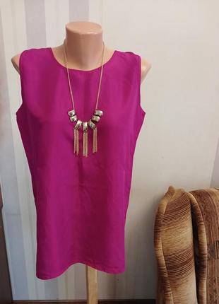 Шовкова блуза майка топ шелковая фуксия м с блузка