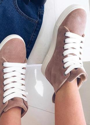 Кеды на платформе пудра замш осень /зима