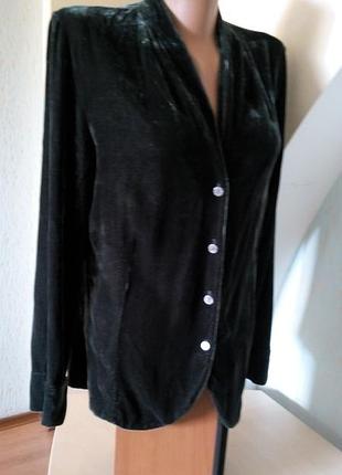 Темно зеленая велюровая блуза кардиган