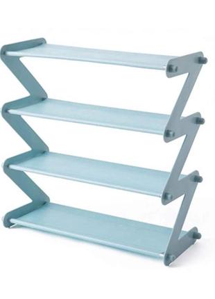 Полка для обуви органайзер компактная стойка складная shoe rack yh 8802 хранения вещей и обуви 5 полок. цвет: голубой7 фото