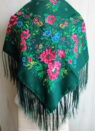 Метрова українська народна хустка, хустина з бахромою, украинский платок, різні кольори