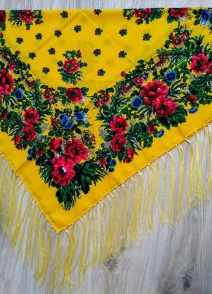 Метрова українська народна хустка, хустина з бахромою, украинский платок, різні кольори2 фото