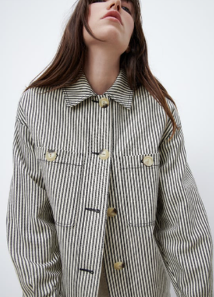 Куртка-сорочка zara у смужку розмір s та l оригінал 🔥wow sale🔥5 фото