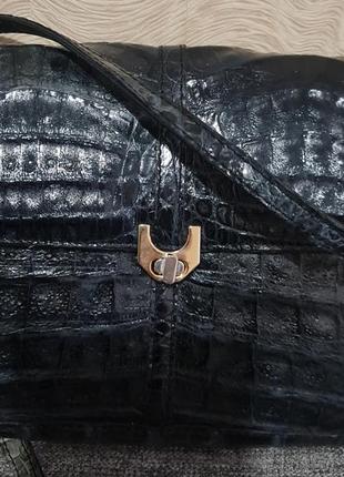 Шикарная кожаная сумка сумочка из кожи крокодила крокодил настоящий сумка на ремешке можно носить на плече