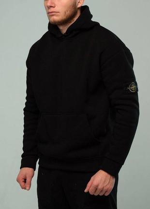 Черное худи stone island