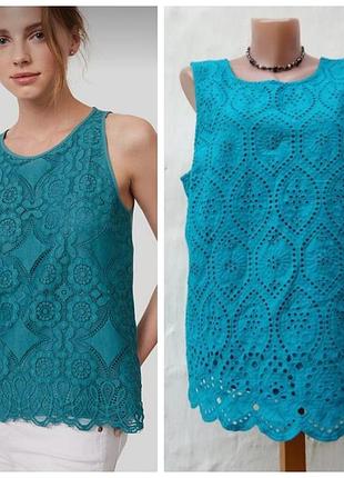 Интересный стильный голубой топ прошва вышевка papaya 🩵