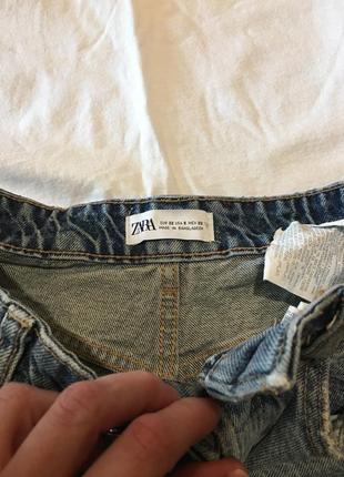 Круті джинсові шорти з необробленим низом висока посадка фірми zara xs3 фото