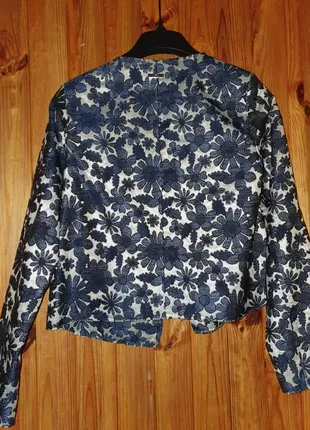 Пиджак liu • jo синий с брошью. бомбер, глотка.4 фото