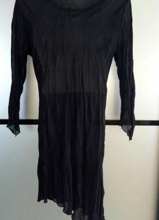 Удлиненная вискозная рубашка туника блуза в восточном стиле с вышитым воротником. s-m4 фото