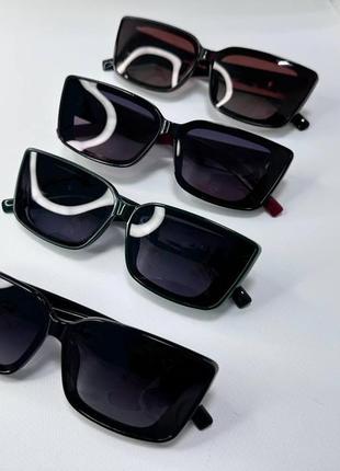 Очки солнцезащитные женские пластиковые прямоугольные широкие дужки поляризационные линзы