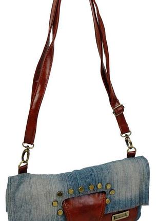 Женская джинсовая сумка небольшого размера fashion jeans bag синяя