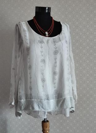 Итальянская легкая блуза вискоза70%,шелк 30%