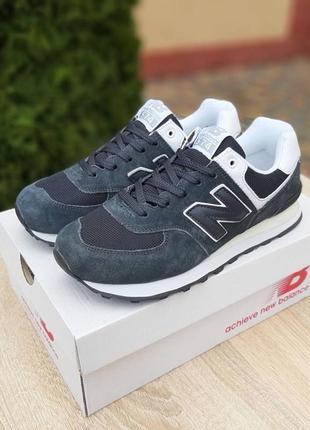 New balance 574 серые с белым2 фото