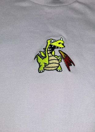 Модный лиловый кроп топ, футболка укороченная с драконом3 фото
