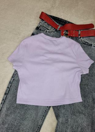 Модный лиловый кроп топ, футболка укороченная с драконом6 фото
