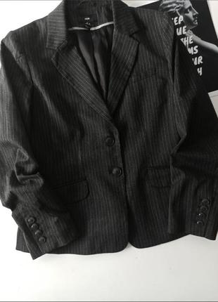 🖤 ▪️ hm h&m sale класичний піджак віскоза смужка ▪️🖤 якісний жакет в дрібну смужку тримає форму базовий графітовий3 фото