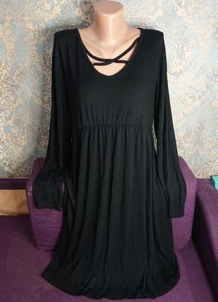 Женское чёрное платье свободного фасона большой размер батал 52 /545 фото