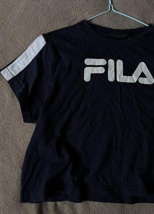 Футболка топ укороченная женская синяя fila2 фото