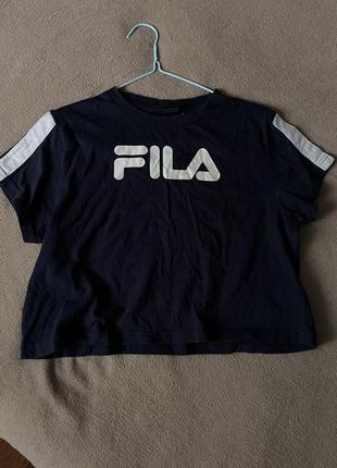 Футболка топ укороченная женская синяя fila1 фото