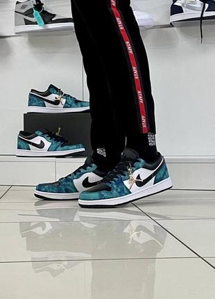 Мужские кроссовки nike air jordan 1 low tie-dye найк аир джордан ряд натуральная кожуда7 фото