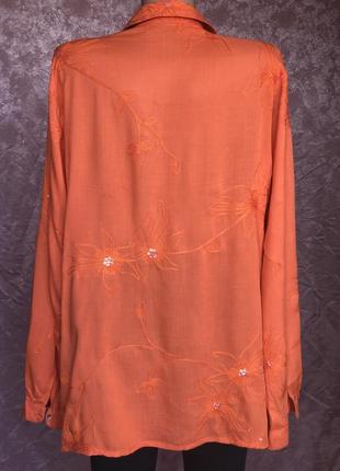 Оранжевая рубашка туника вышивка пайетки beachgold6 фото