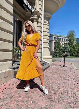 Сукня довга міді жіноча легка літня на літо нарядна святкова повсякденна квіткова  чорна червона блакитна жовта коричнева в горошок батал