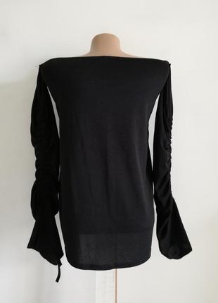 🌹 чёрный удлиненный топ открытые плечи с расклешенным рукавом 🌹 блуза boohoo7 фото