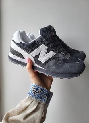 New balance 574 grey жіночі кросівки беланси натуральна замша з сіткою женские серые кроссовки замшевые с сеткой весна лето деми6 фото