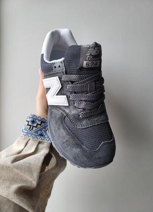 New balance 574 grey жіночі кросівки беланси натуральна замша з сіткою женские серые кроссовки замшевые с сеткой весна лето деми