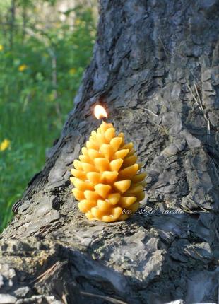Свічка шишка (натуральний бджолиний віск), шишка свеча, воскова свічка1 фото