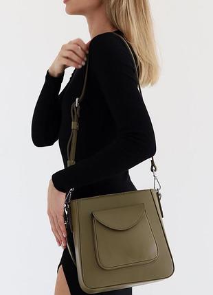 Сумка женская кожаная оливковая stella