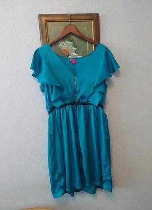 Яркое платье бирюзового цвета2 фото