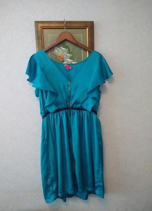 Яркое платье бирюзового цвета1 фото