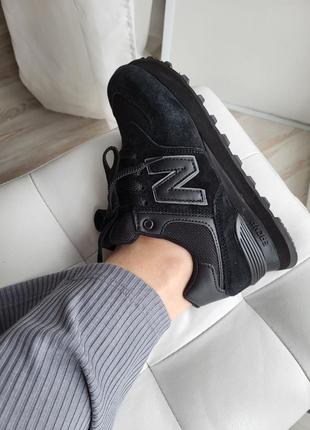 New balance 574 жіночі кросівки беланси чорні натуральна замша з сіткою женские черные кроссовки замшевые с сеткой весна лето деми4 фото